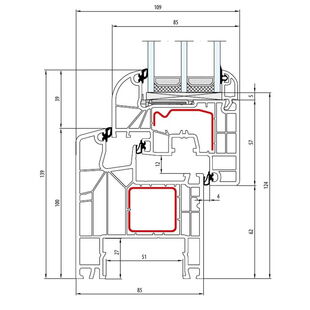Aluplast IDEAL 8000 Fenster Round-Line 139mm - 180x04 - 180x22
