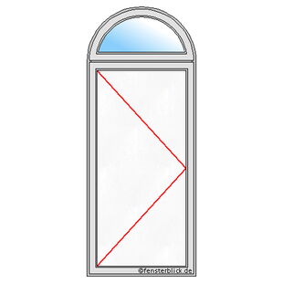 Tür mit Rundbogen als Festverglasung im Flügel