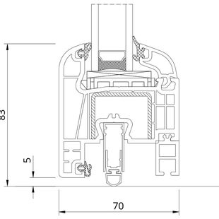 Drutex Iglo EXT Balkontür Schwelle Automatikdichtung Detailzeichnung - 50016