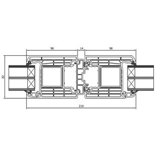 Drutex Iglo HS Tür 2flg Treffpunkt der Schiebeflügel Detail