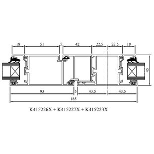 Drutex MB 45 Balkontür nach außen Detail Pfosten DK/Fest