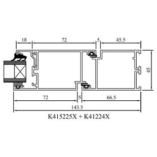 Drutex MB 45 Tür nach innen Rahmen Detailzeichnung