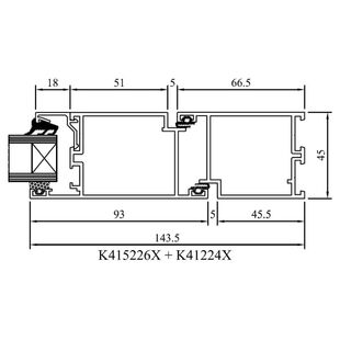 Drutex MB 45 Tür nach außen Rahmen Detailzeichnung