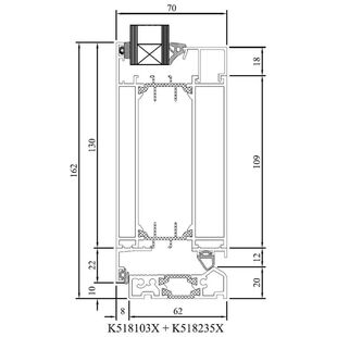 Drutex MB 70 Tür nach außen mit Schwelle Detailzeichnung