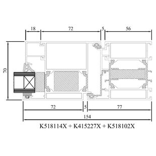 Drutex MB 70 HI Balkontür nach innen Rahmen Profil Detail