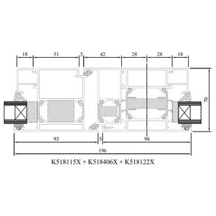 Drutex MB 70 HI Balkontür nach außen Detail Pfosten DK/Fest
