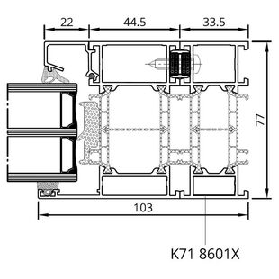 Drutex MB-86SI 33,5mm Rahmenverbreiterung Detailzeichnung