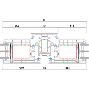 Gealan Kontur Pfosten 113mm Tür innen öffnend 5027-5031