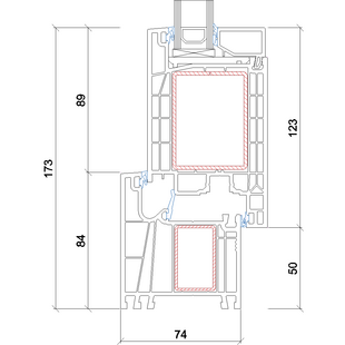 Gealan Linear Tür innen öffnend - 7005-7088