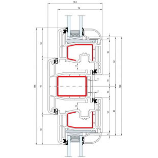Gealan S 8000 Pfosten 94mm Fenster Classic-Line Flügel 5-Kammer - 8040 8092