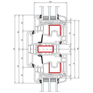 Gealan S 9000 Pfosten 92mm Fenster Classic-Line 74mm - 6050 - 6079