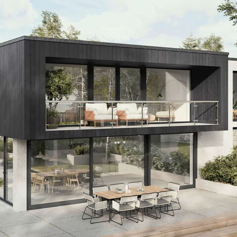 Huis met balkon en schuifpui