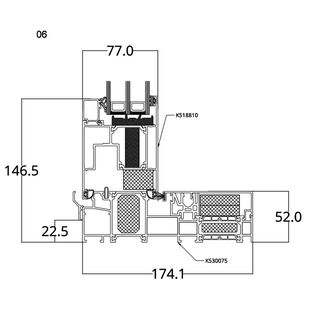 Aluprof MB-77HI Monorail HS-deur met dorpel en schuifvleugel detail
