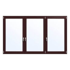 3-vleugelig aluminium kozijn in zwartrood