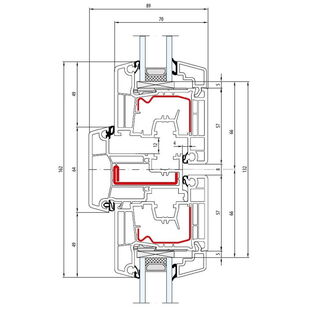 Aluplast IDEAL 4000 Stulp 64mm Fenster Classical-Line 77mm 140x66-140x20