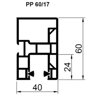 Aufsatzrollladen Führungsschiene PP 60mm