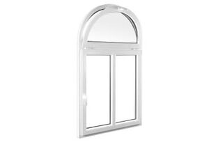 Rundbogenfenster mit Oberlicht in Kipp-Position