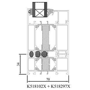 Drutex MB 70 HI 34mm Rahmenverbreiterung Detailzeichnung