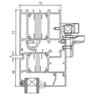 Drutex MB 70 HI PSK-Tür oben Profilschnitt Detail