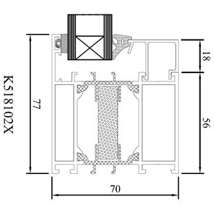 Drutex MB 70 HI Fensterprofil Festverglasung Detailzeichnung