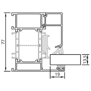 Drutex MB-86SI Festverglasung 13,5mm Stärke Detailansicht