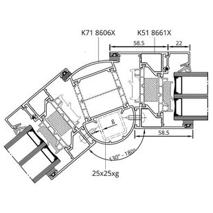 Drutex MB-86SI Eckverbinder Variabel außen Winkel weit