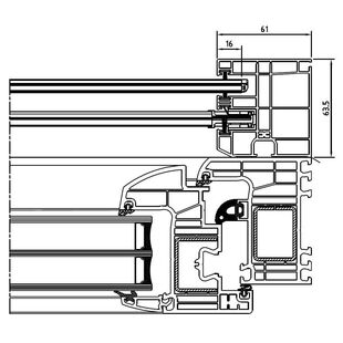 Einseitige Führungsschiene mit Insektenschutz am Iglo Energy Profil