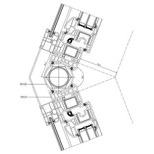 Führungsschiene mit variablen Eckverbinder 138° am Iglo Energy Profil