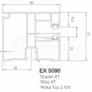 Aufsatzrollladen Führungsschiene Exte EX 5090 60mm