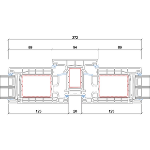 Gealan Linear Pfosten 94mm Tür innen öffnend 7040-7088