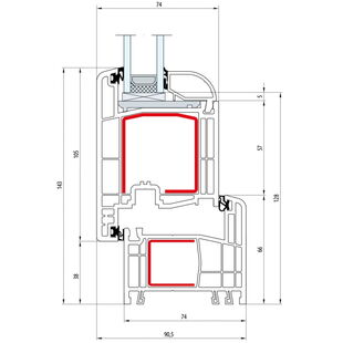 Gealan S 8000 Terrassenflügel außen öffnend Classic-Line 143mm - 8001 - 8078