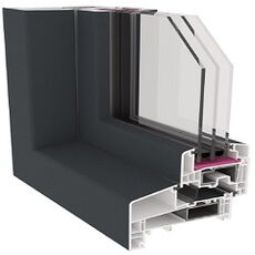 Houten kozijn Kunststof kozijn S 9000 NL profiel antraciet - buiten