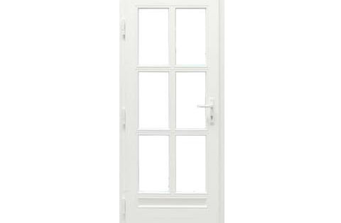 Holz-Haustür in Weiß mit glasteilenden Sprossen