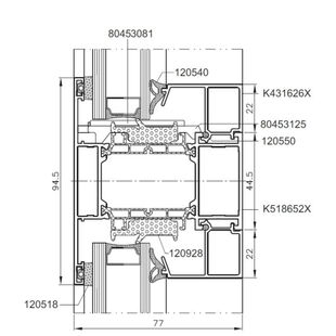 Aluprof MB-77 Kämpfersprosse 94,5 mm Detailzeichnung