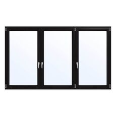 3-vleugelig aluminium raam in zwartbruin