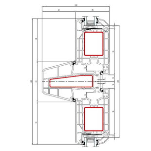 Aluplast IDEAL 4000 NL Pfosten 84mm Tür innen öffnend Classic-Line - 140x57 - 140x33