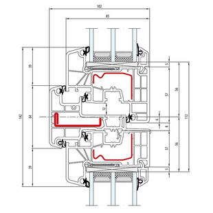Aluplast IDEAL 8000 Stulp 64mm Fenster Classic-Line 77mm - 180x64 - 180x20