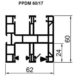 Aufsatzrollladen Führungsschiene PPDM 60mm mit Insektenschutz