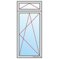 1-flügelige Balkontür DKR mit Oberlicht Kipp