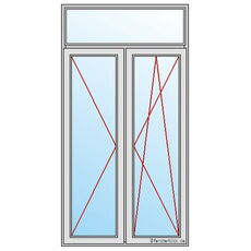 2-flügelige Balkontür DL-DKR mit Oberlicht Festverglasung