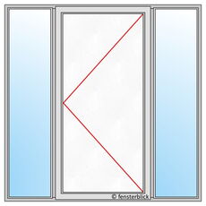 Tür mit Seitenteilen beidseitig und festverglast