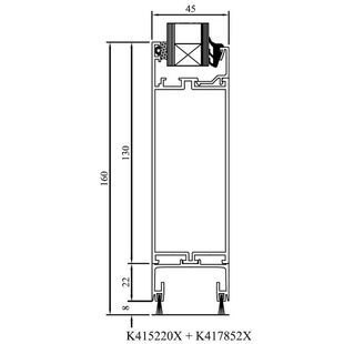 Drutex MB 45 Schwingtür Flügel Boden Detailzeichnung