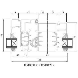 Drutex MB 70 Pfosten mit Dreh-Kipp/Fest Detail