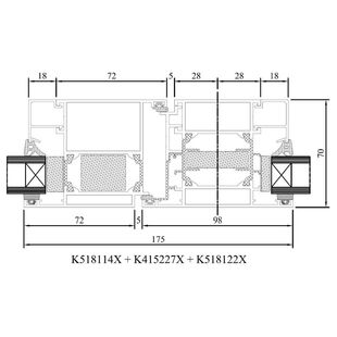 Drutex MB 70 HI Balkontür nach innen Detail Pfosten DK/Fest