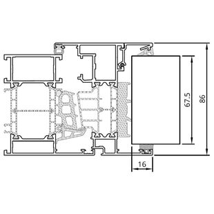 Drutex MB-86SI Verglasung 67,5mm Stärke Detailansicht
