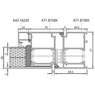 Drutex MB-86Si Tür nach innen mit Aufsatzfüllung einseitig