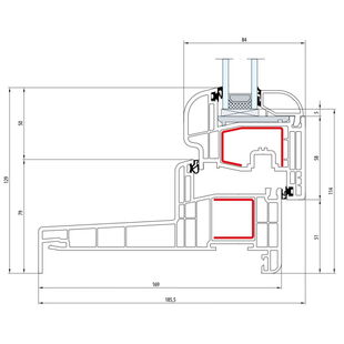 Gealan S 8000 - Monoblock 169mm - Fenster Round-Line Flügel 5-Kammer - 5503 8068