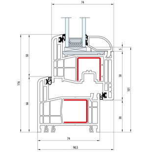 Gealan S 8000 Fenster Classic-Line 116mm Flügel 6-Kammer - 8001 - 8095