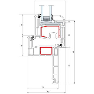 Gealan S 8000 - Renovation - Fenster Classic-Line Flügel 5-Kammer - Flosse 65mm - 8034 8092