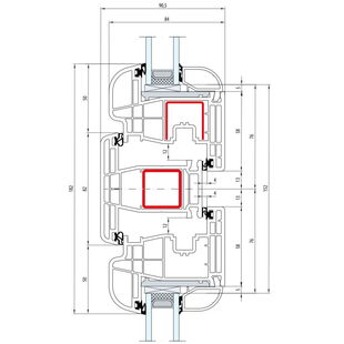Gealan S 8000 Pfosten 82mm Fenster Round-Line Flügel 6-Kammer - 8038 8096